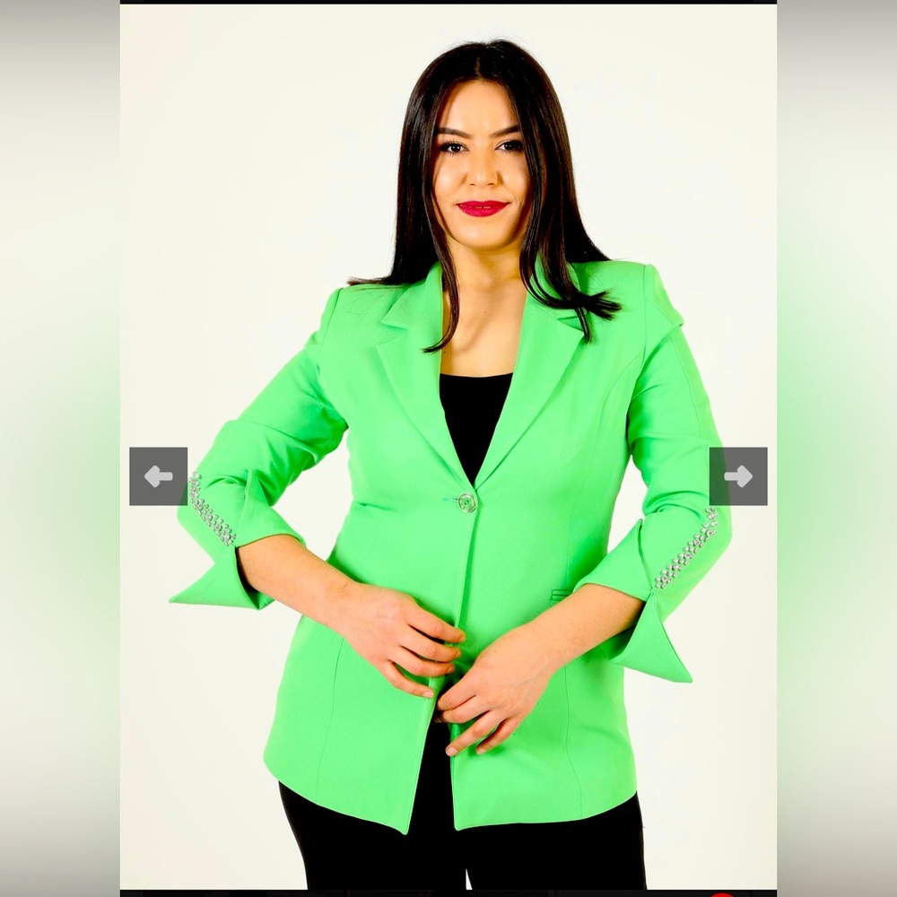 Green blazer with crystals
